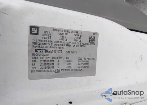 2014 GMC Savana 3500 Work Van z USA, uszkodzony, nr VIN 1GTZ7TBA9E1101470